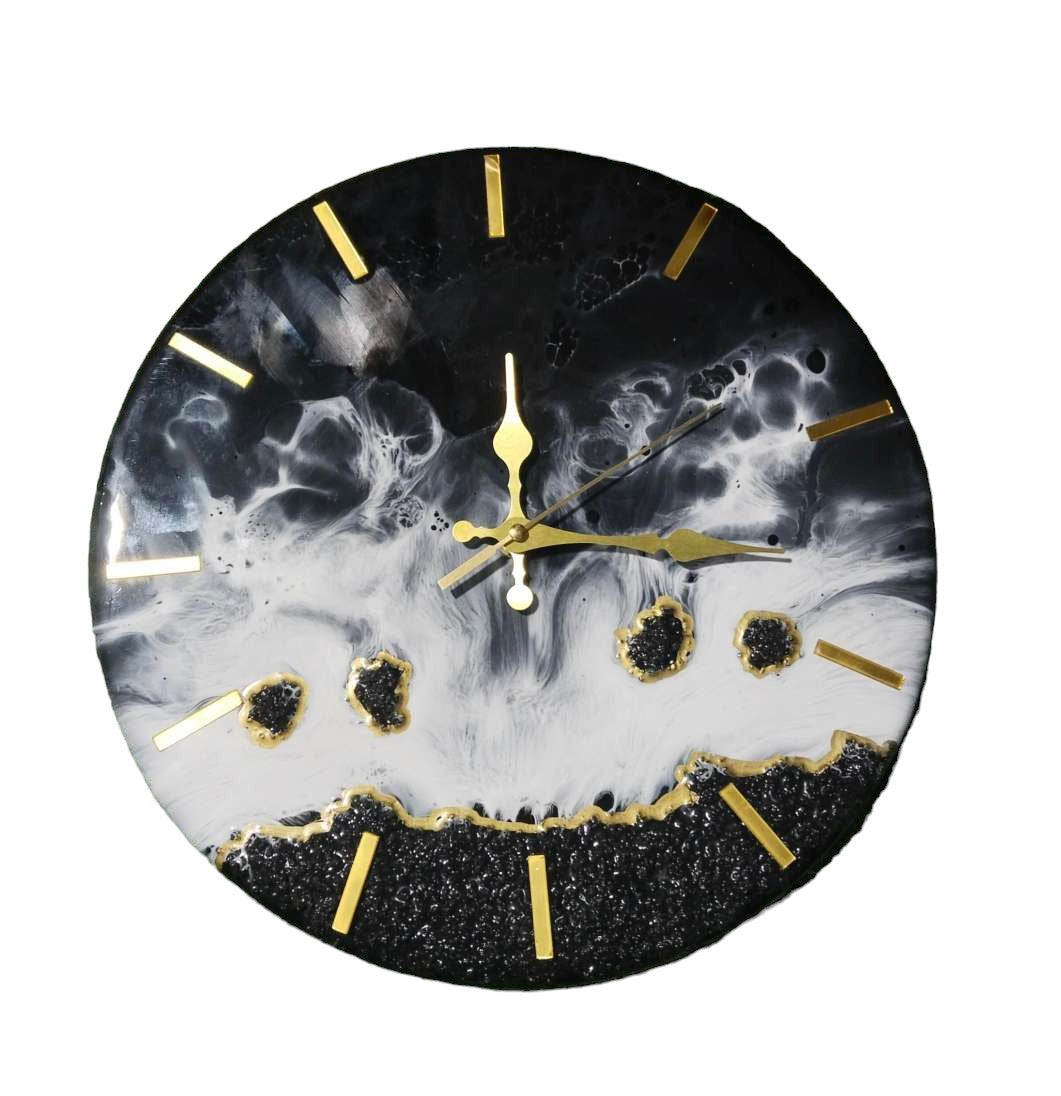 Handmade Black Ocean Resin Wall Clock