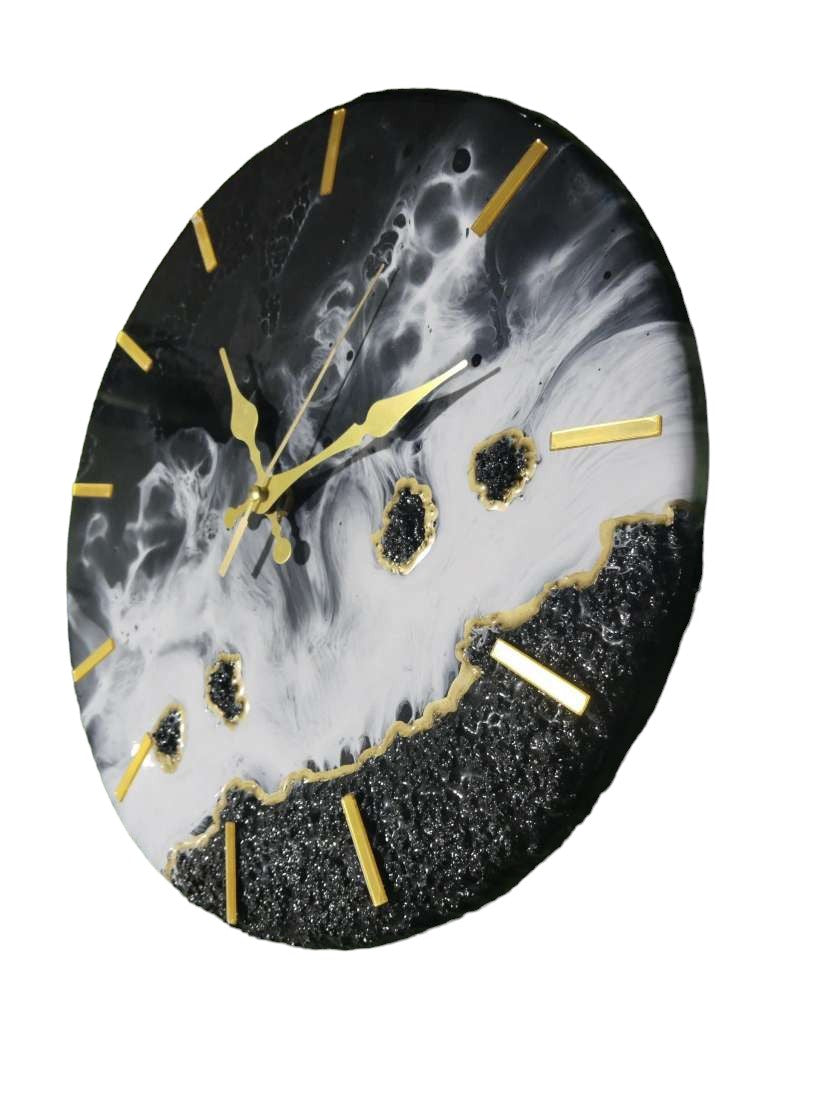Handmade Black Ocean Resin Wall Clock