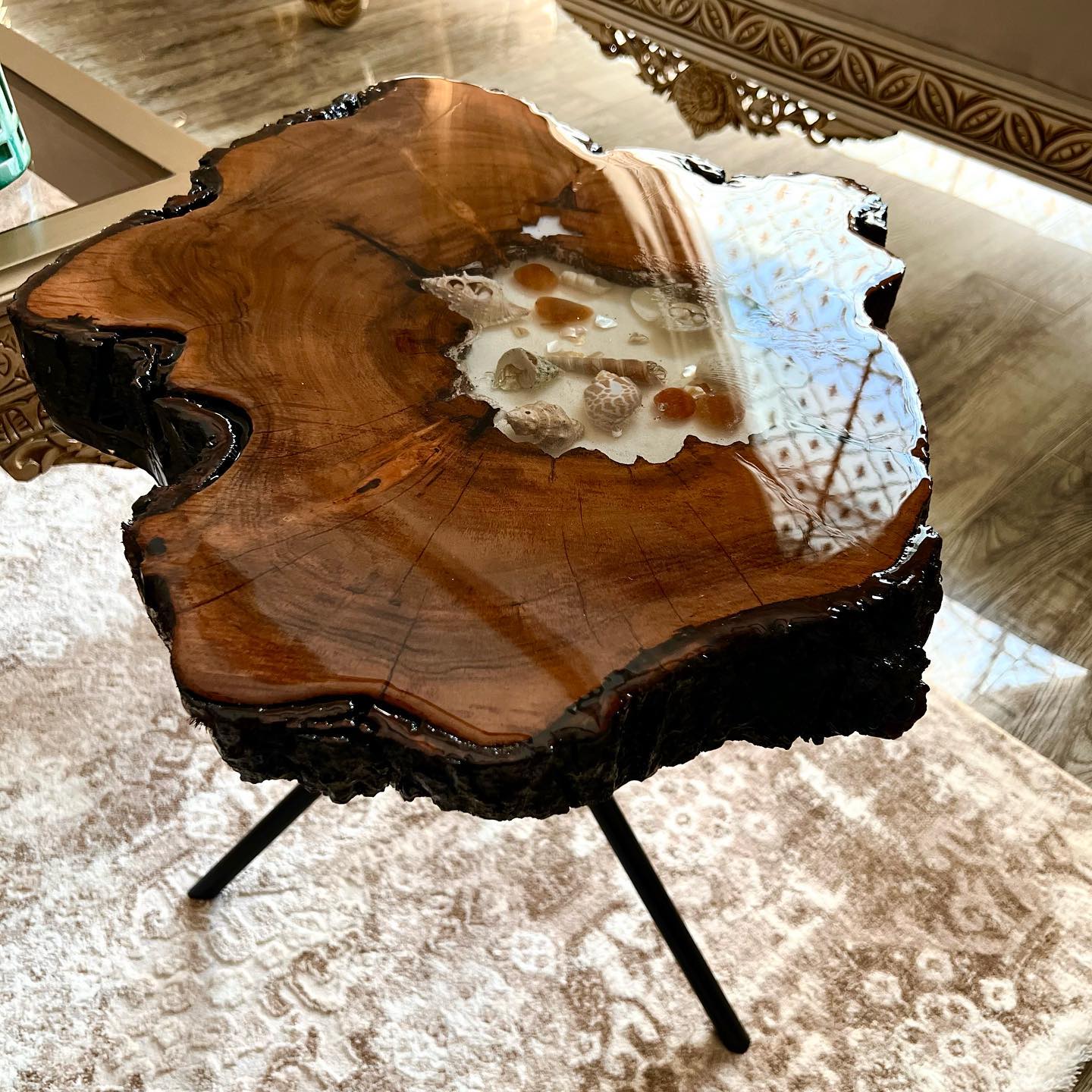 Custom Resin And Wood Coffee Table