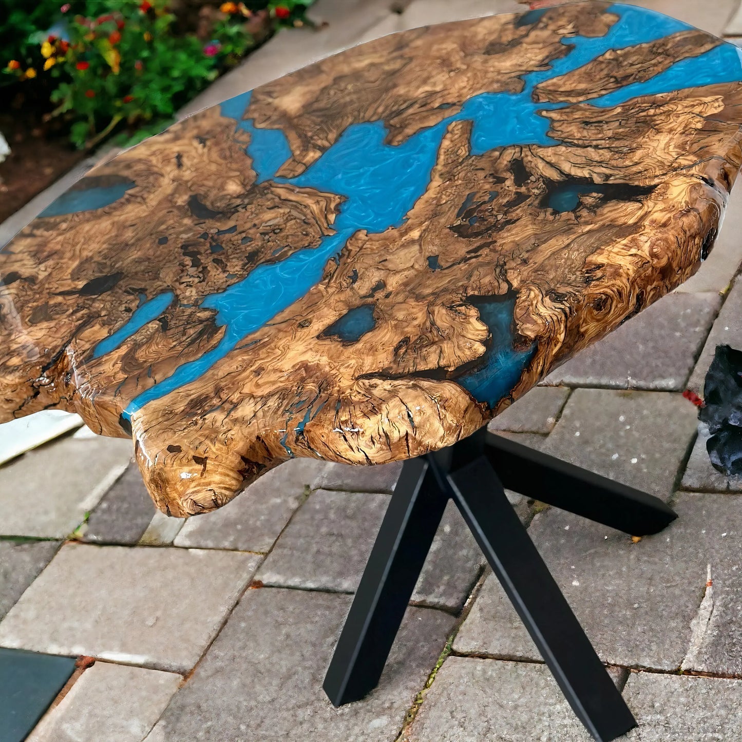 Live Edge Resin Wooden Table Top