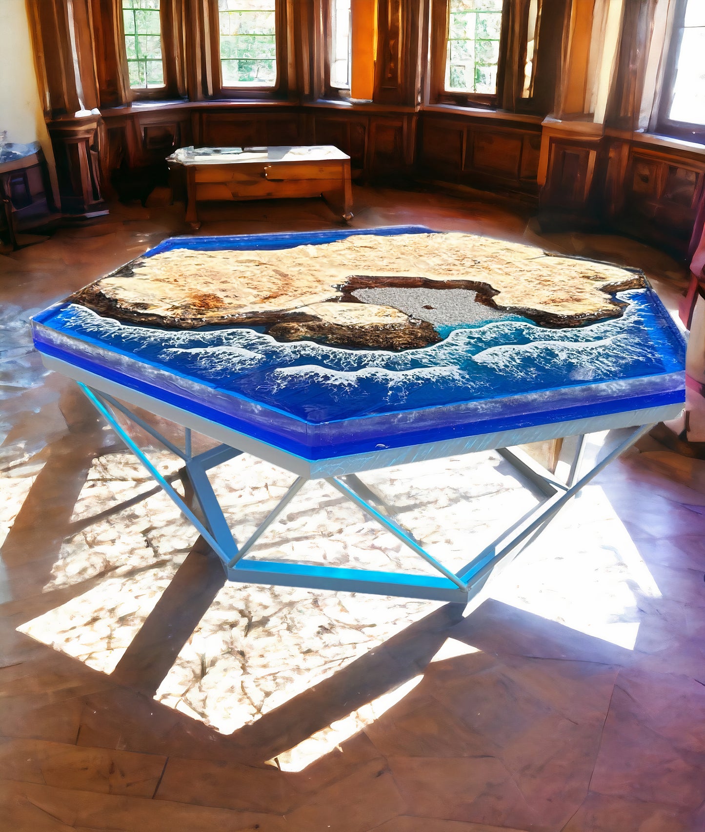Resin and Wood Beach Theme Table Top