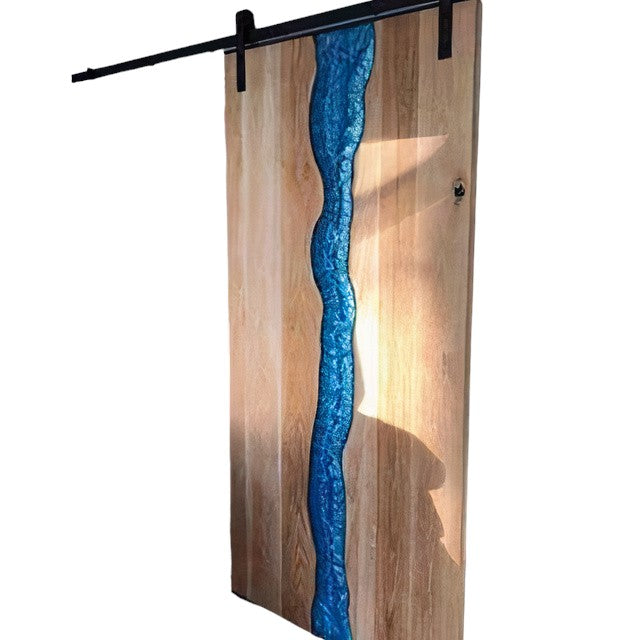 Custom Epoxy And Wood River Barn Door