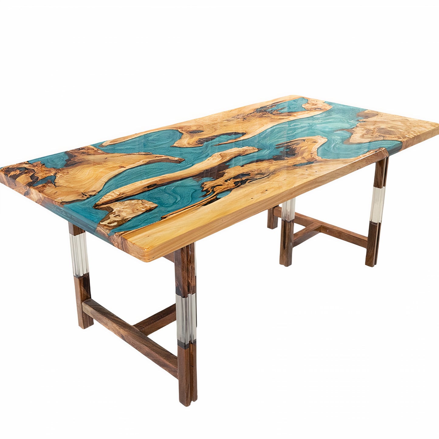 Handcrafted Epoxy Live Edge River Dining Table