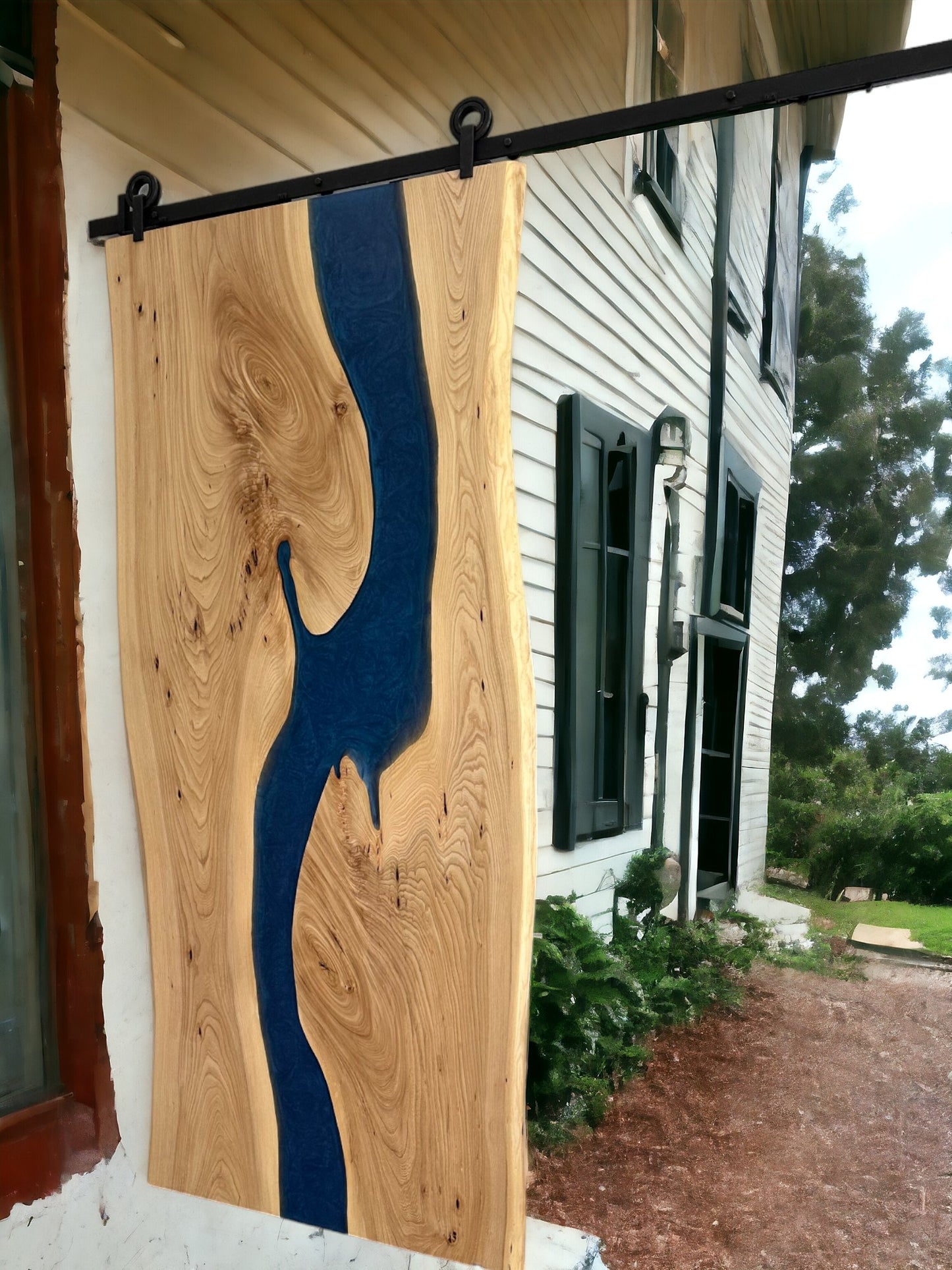 Epoxy Resin and Wood Barn Door