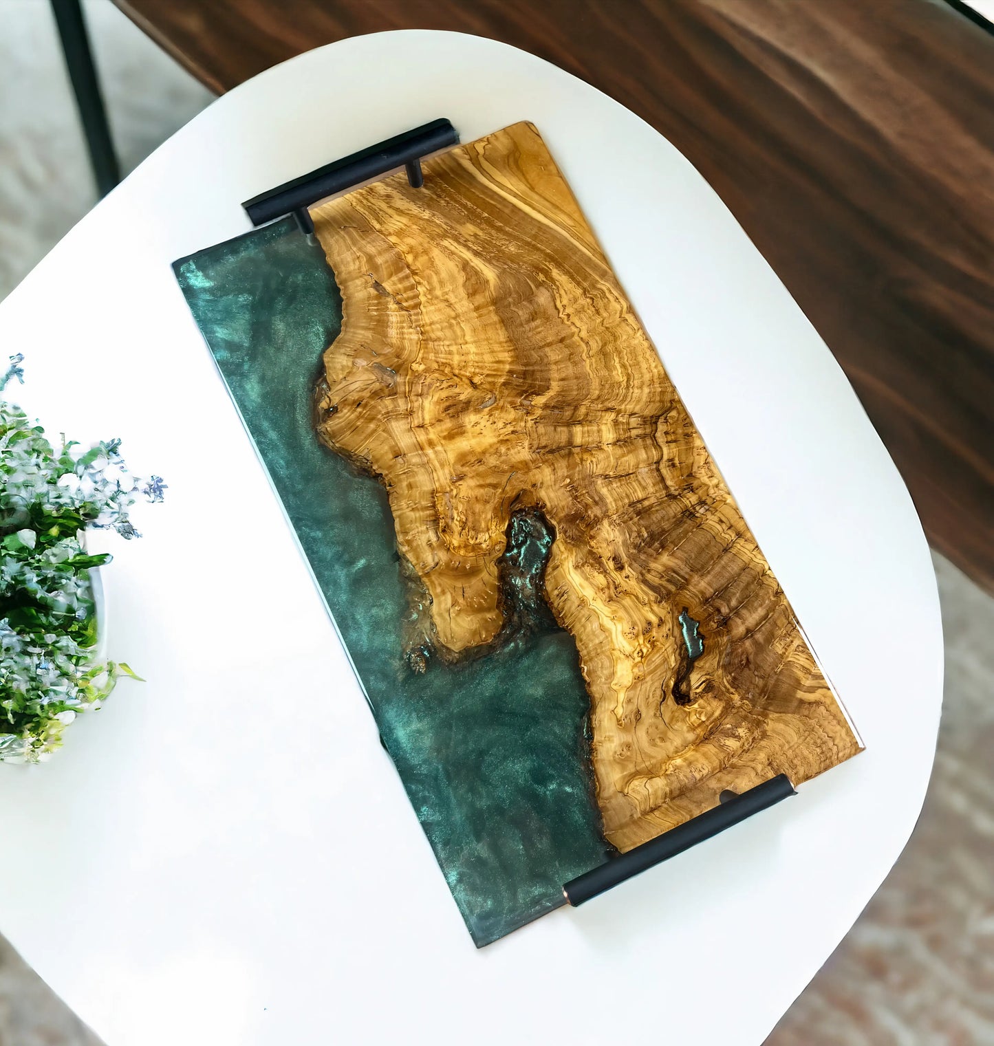 Epoxy Resin and Wood Serving Tray