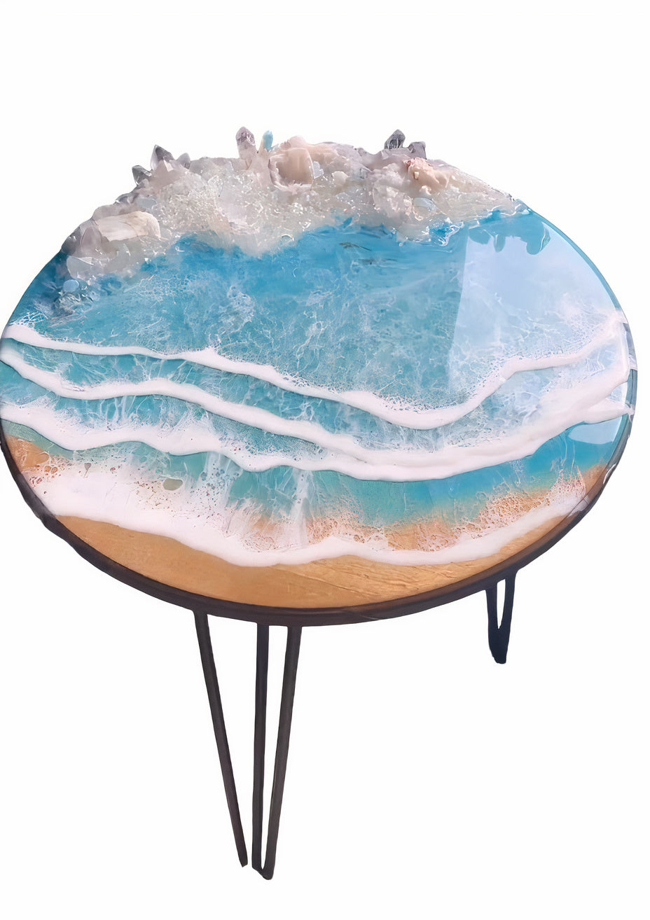 Ocean Effect Epoxy Geode Table Top