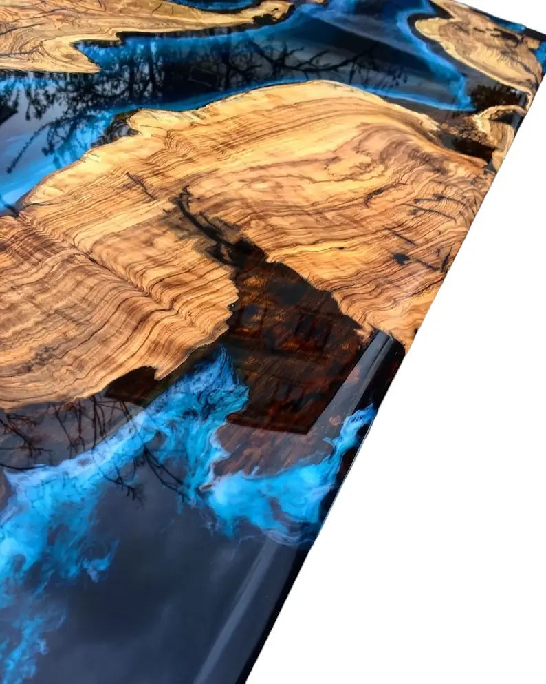 Handmade Wood And Resin Dining Table Top