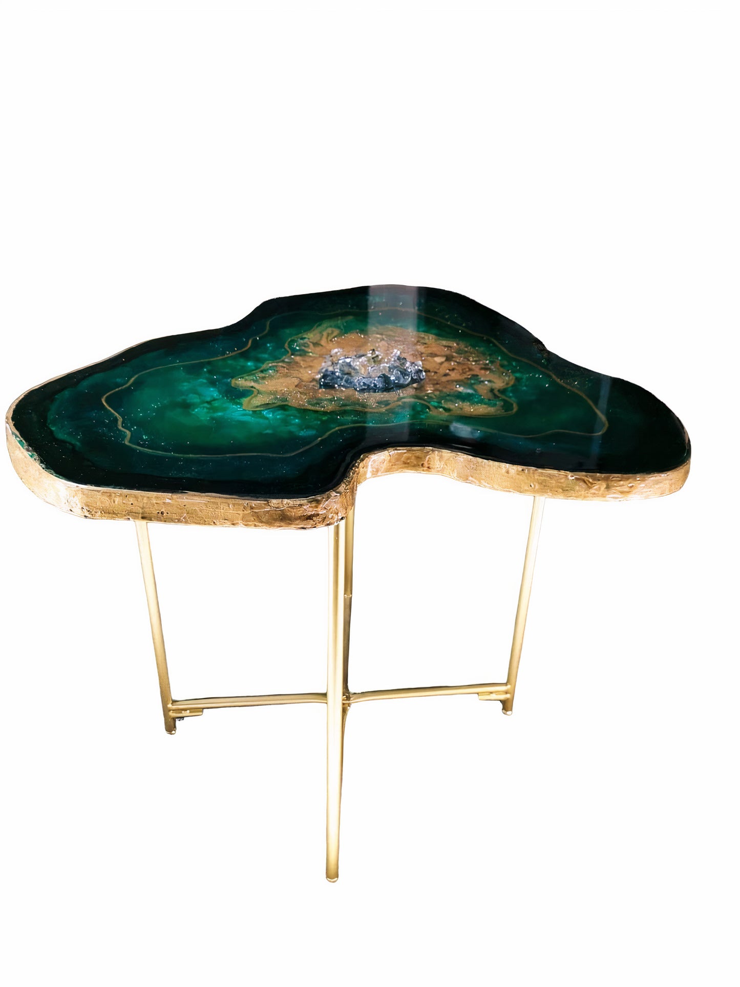 Epoxy Green Geode Table Top