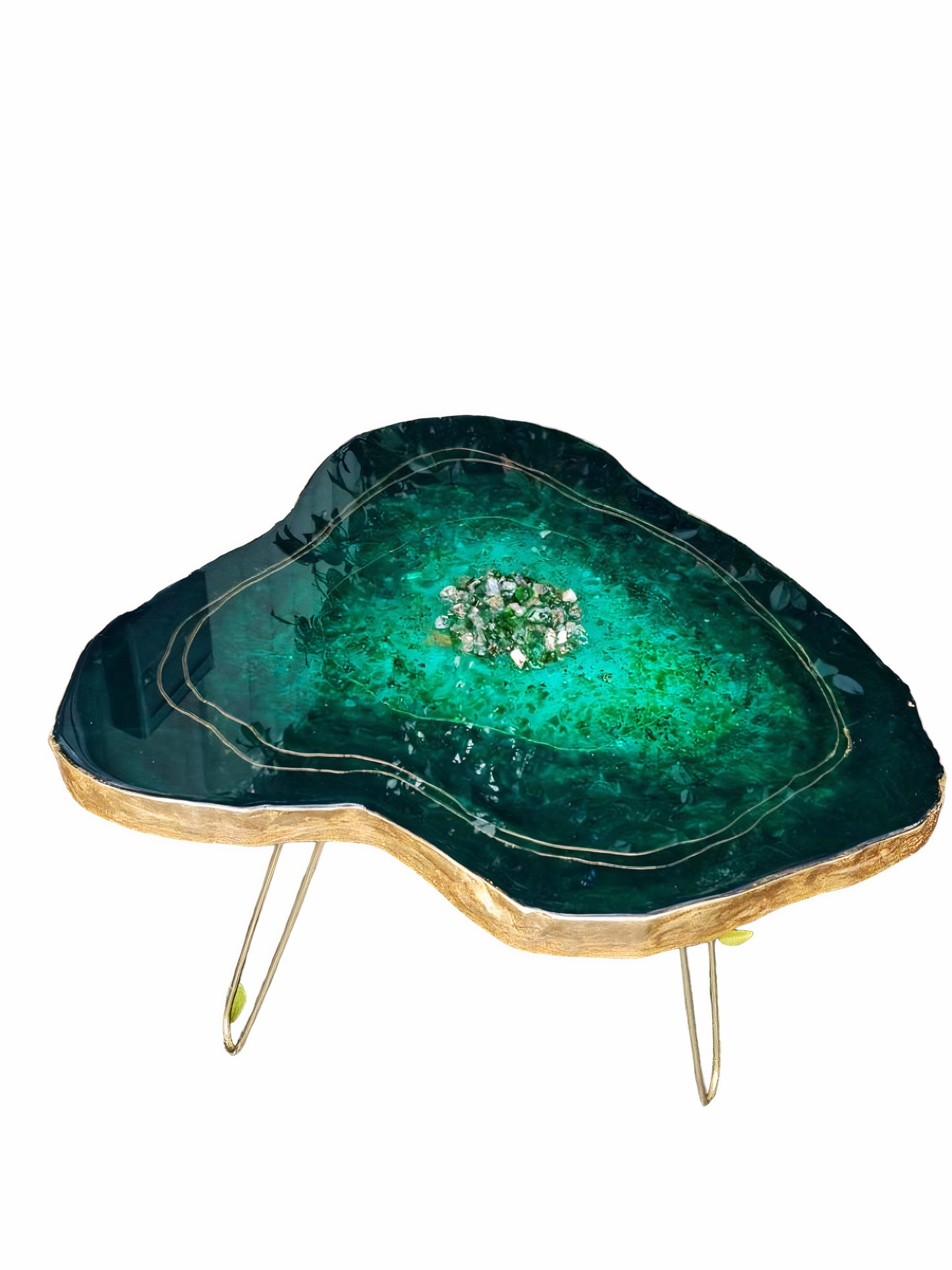 Epoxy Green Geode Table Top
