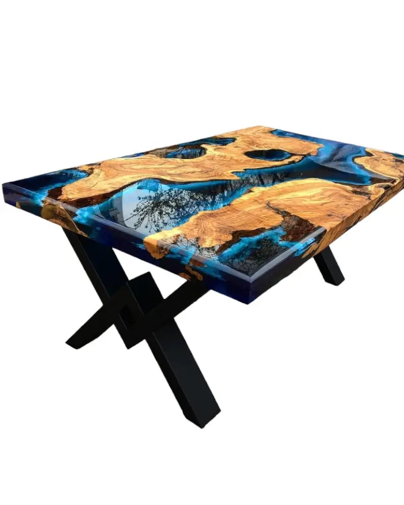 Handmade Wood And Resin Dining Table Top
