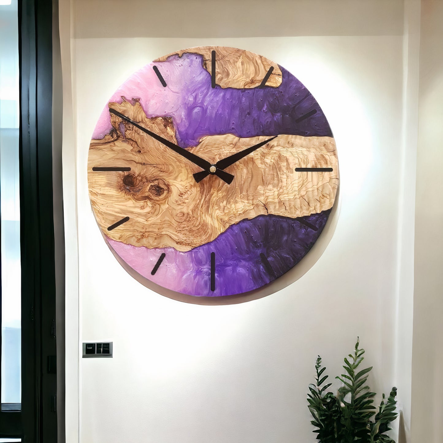 Handmade Resin and Wood Wall Clock