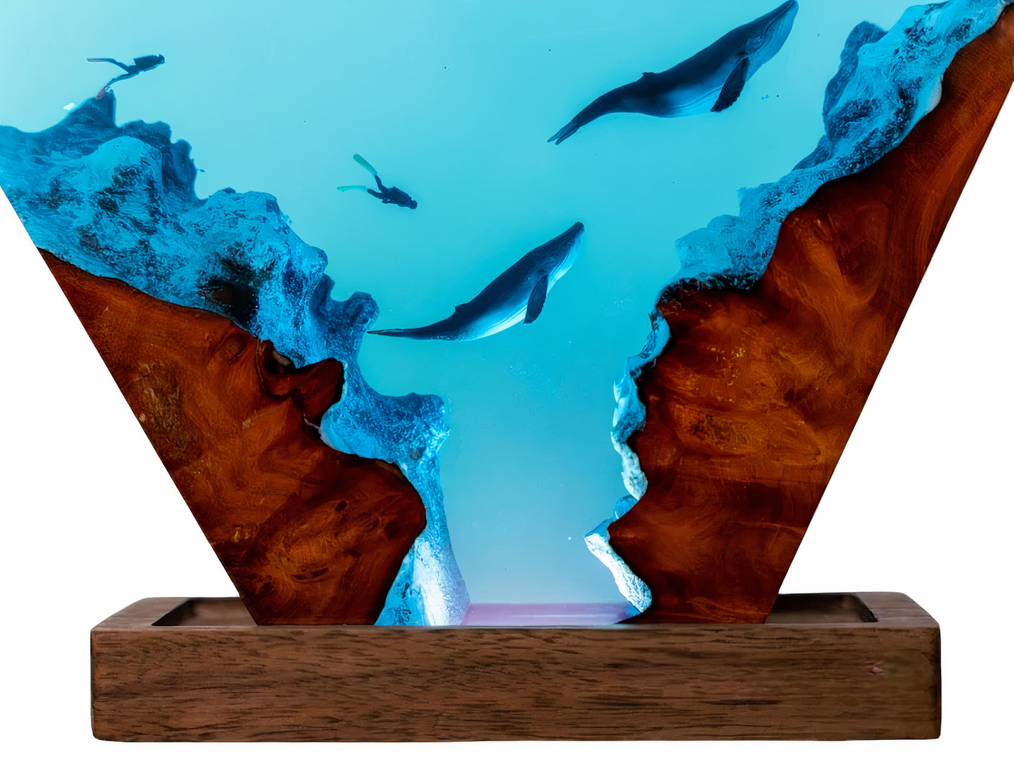 Resin Humpback whale and Diver Lamp