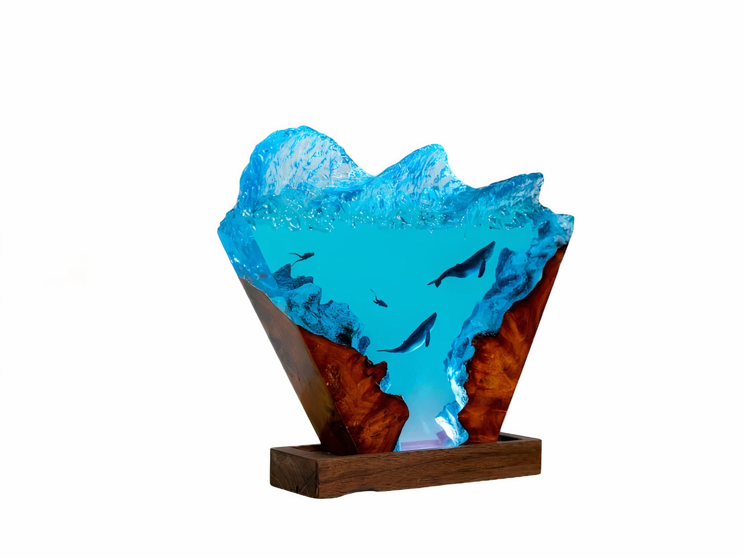Resin Humpback whale and Diver Lamp