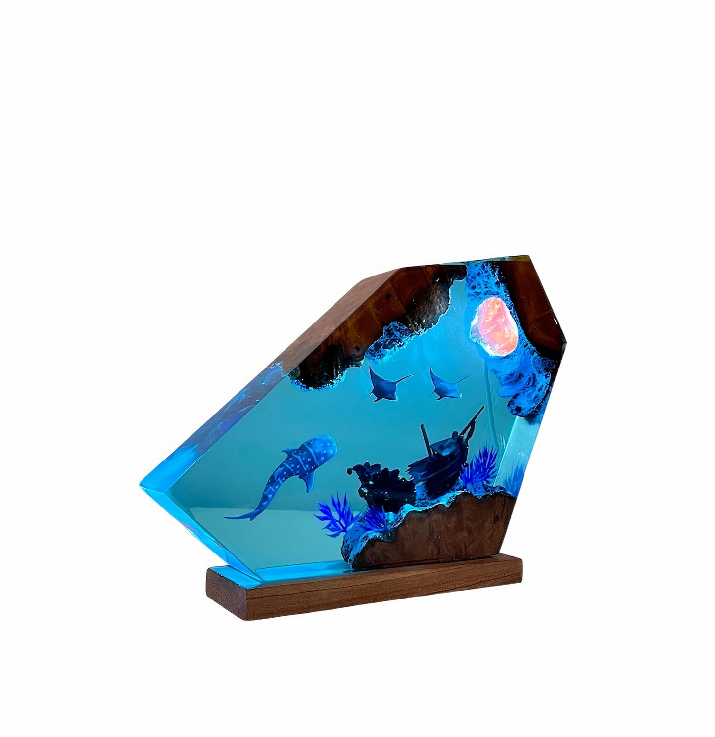Resin Epoxy Whale Shark And Manta Ray Lamp
