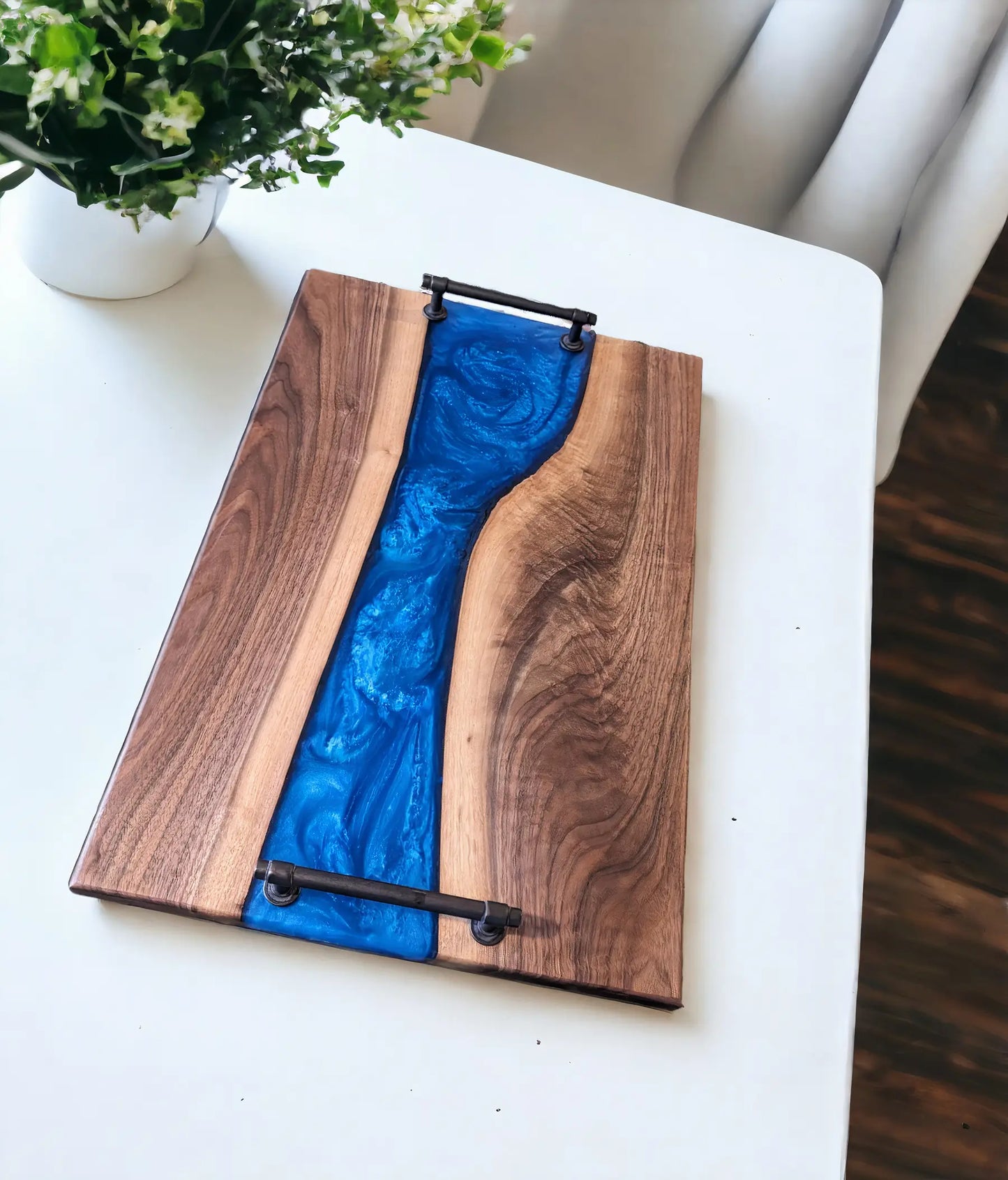Handmade Resin Serving Tray with Handles