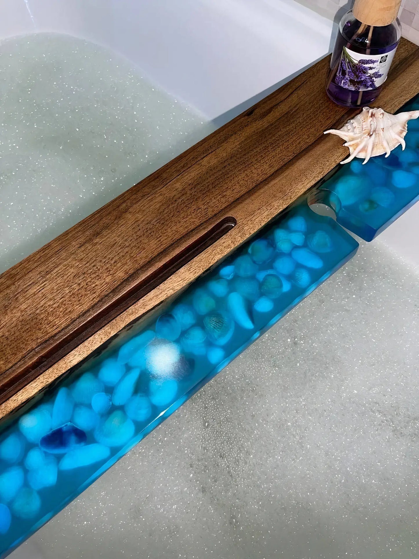 Handmade Resin with Sea Shells Bath Tub Tray