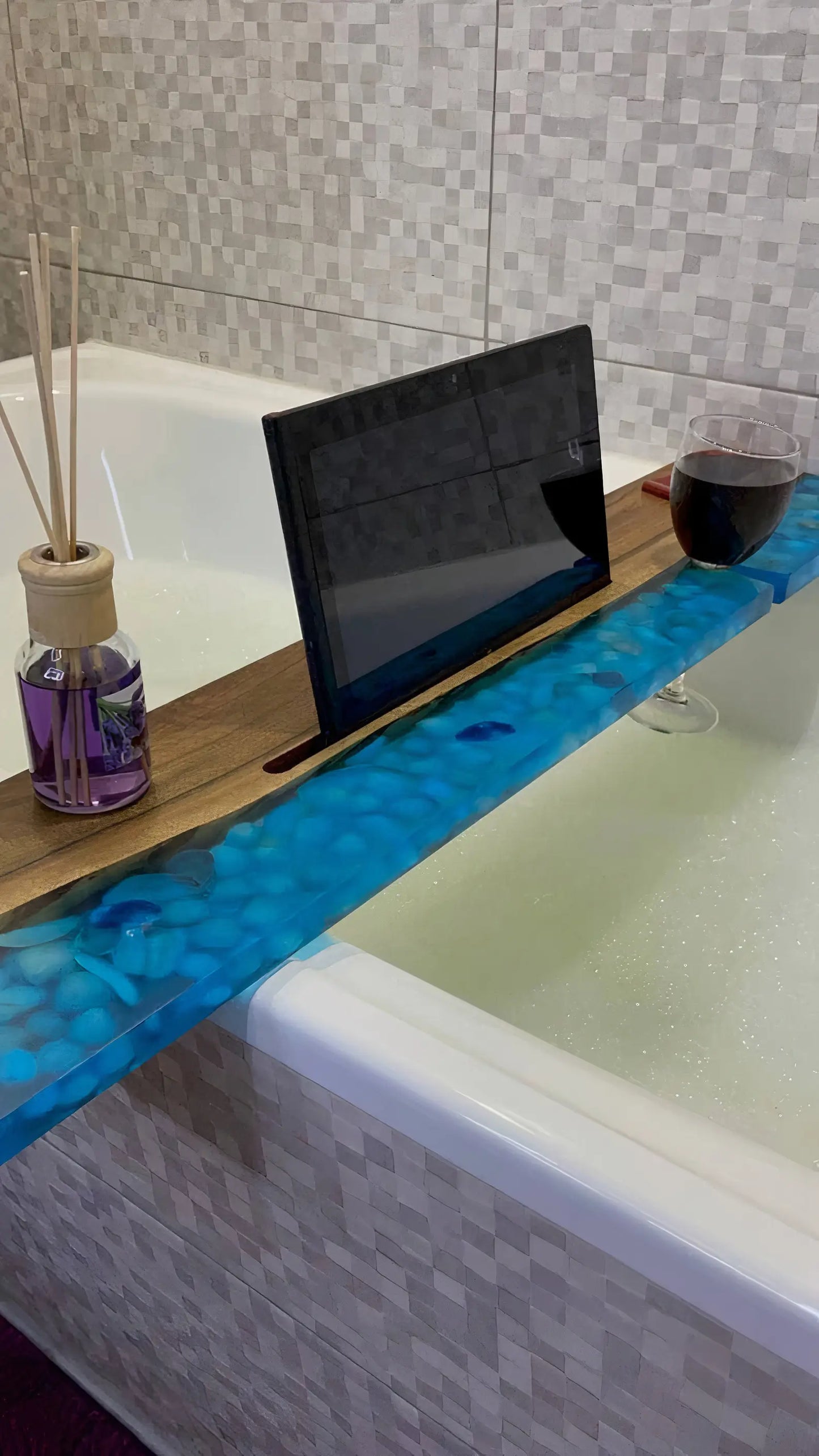 Handmade Resin with Sea Shells Bath Tub Tray