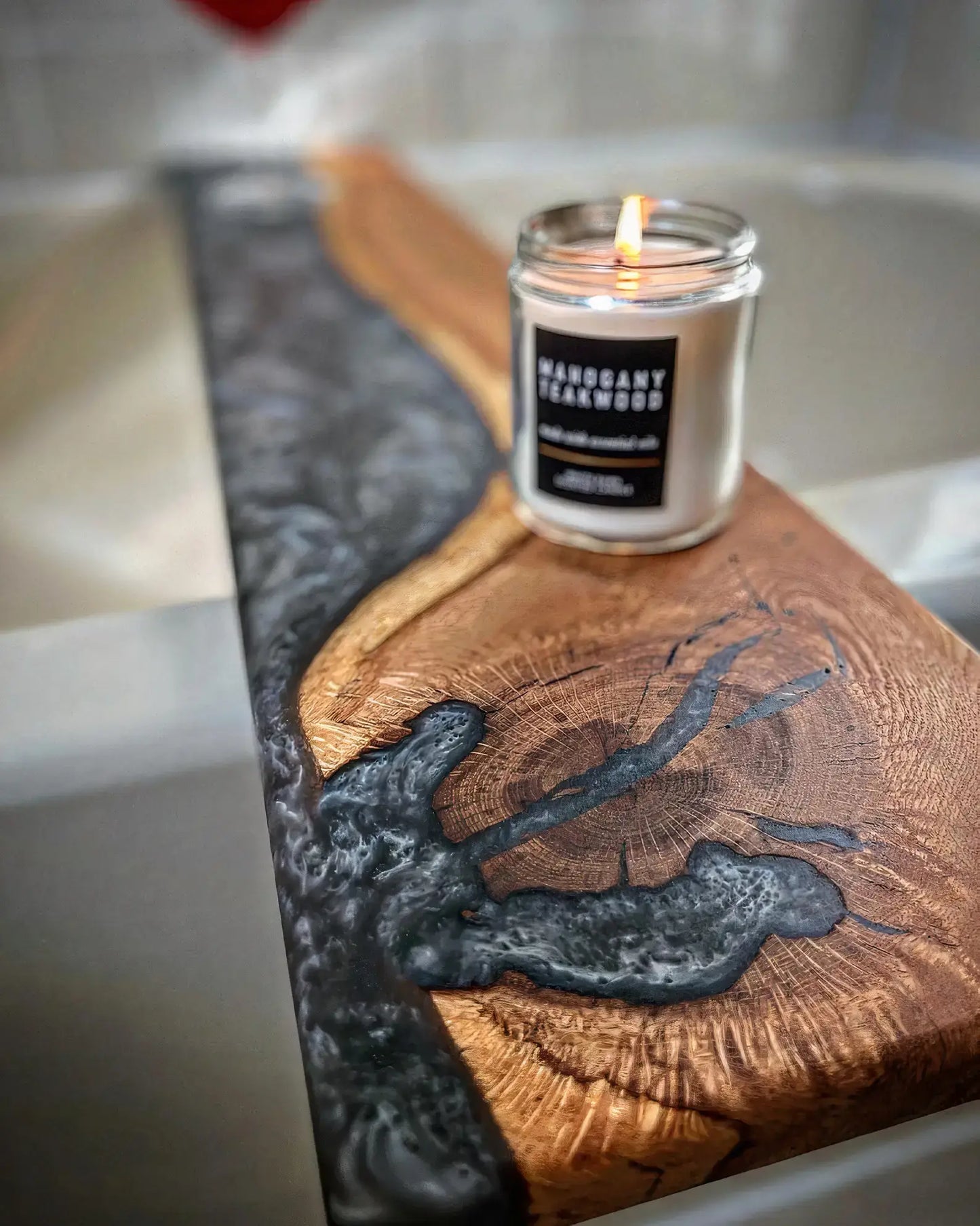 Resin Bath Tub Tray With Candle Holders