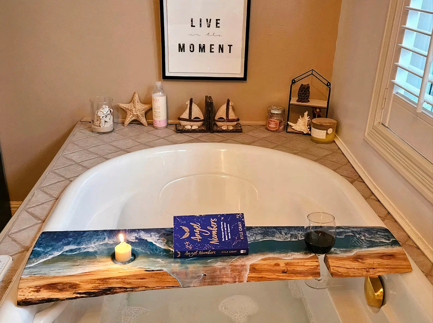 Handmade Beach Theme Bath Tub Tray