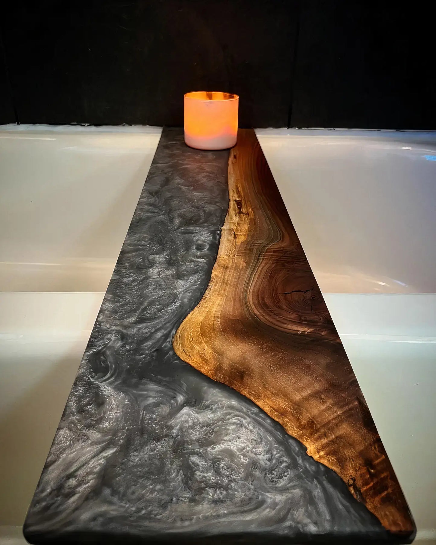 Resin Bath Tub Tray With Candle Holders