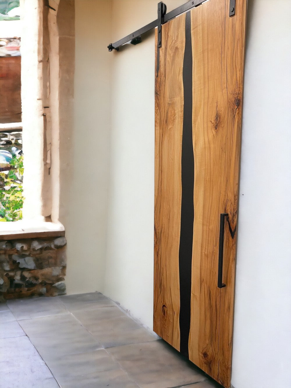 Epoxy Resin and Wood Barn Door