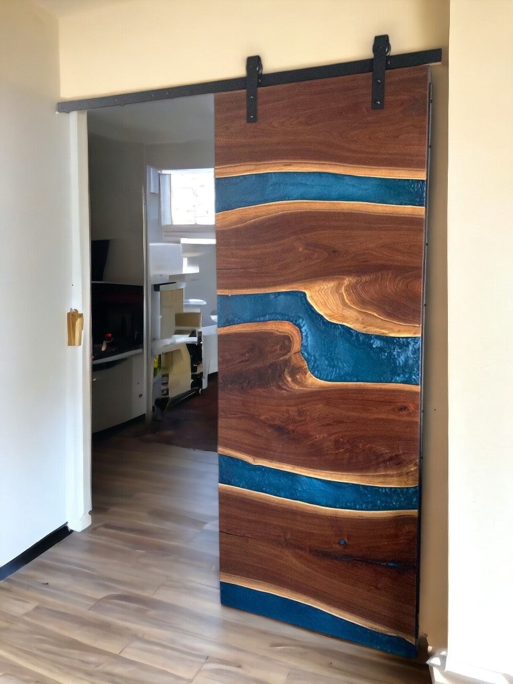 Epoxy Resin and Wood Barn Door