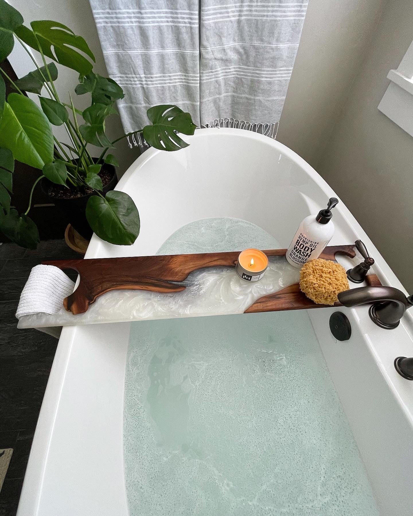 Epoxy Resin and Wood Bath Candy Bath Tub Tray