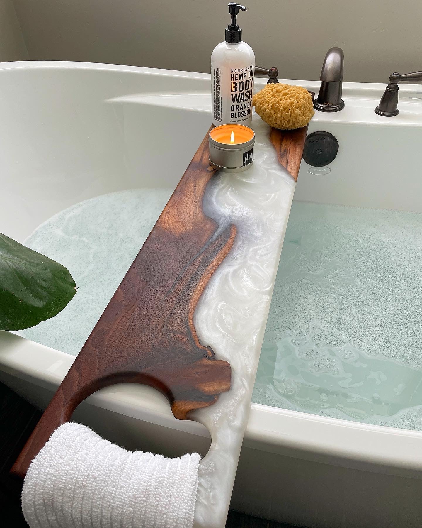 Epoxy Resin and Wood Bath Candy Bath Tub Tray