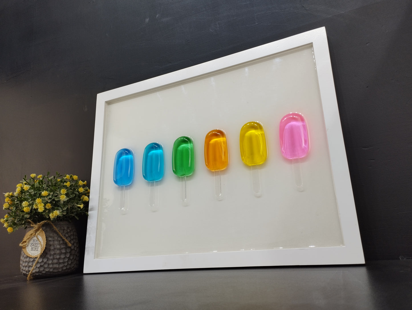 Epoxy Resin Rainbow Popsicle Wall Hanging