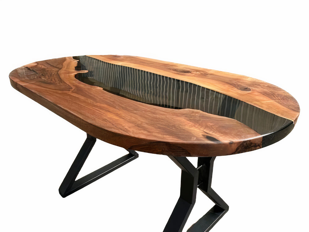 Custom Resin Black River Oval Table Top