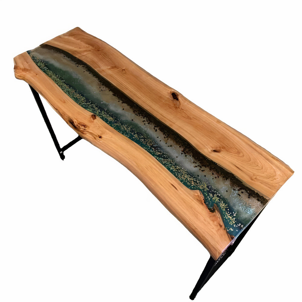 Epoxy And Wood Console Table top