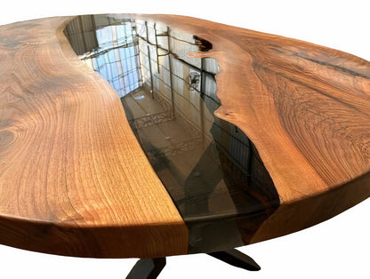 Custom Resin Black River Oval Table Top