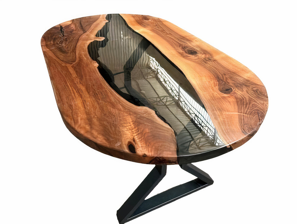 Custom Resin Black River Oval Table Top